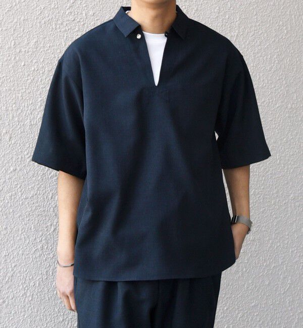SHIPS any「SHIPS any:〈洗濯機可能〉リネンライク スキッパー プルオーバーシャツ(セットアップ対応)◇」|シャツ・ブラウス|