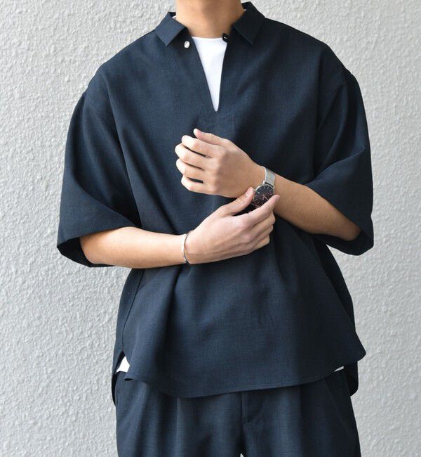 SHIPS any「SHIPS any:〈洗濯機可能〉リネンライク スキッパー プルオーバーシャツ(セットアップ対応)◇」|シャツ・ブラウス|