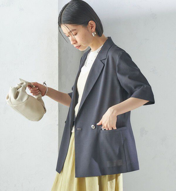 SHIPS for women「〈手洗い可能〉ダブル 半袖 ジャケット」|テーラードジャケット|