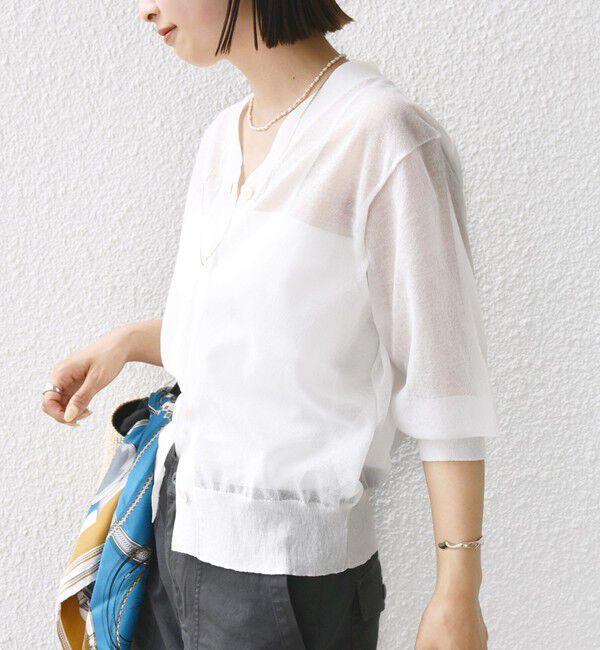 SHIPS for women「〈手洗い可能〉ラミー混 シアー カーディガン」|カーディガン|