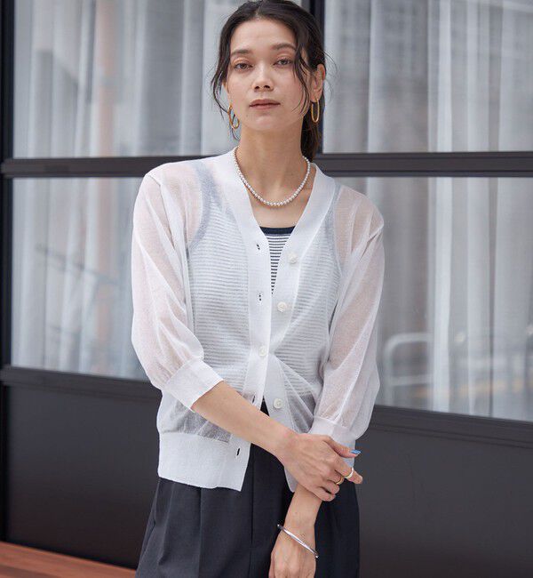 SHIPS for women「〈手洗い可能〉ラミー混 シアー カーディガン」|カーディガン|