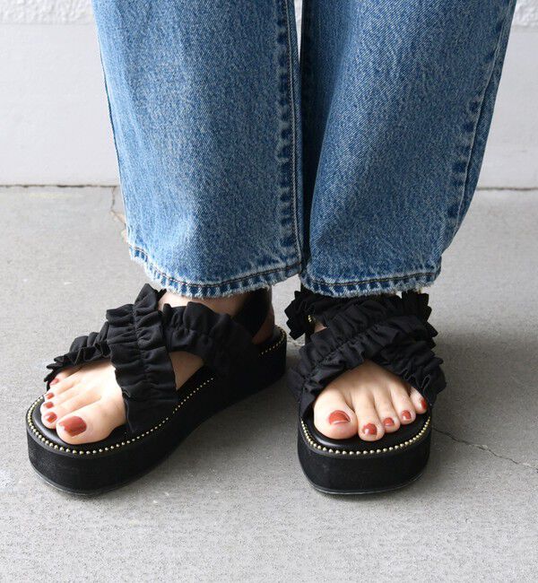 SHIPS for women「【WEB限定】クロス フリル プラット フォーム サンダル」|サンダル|