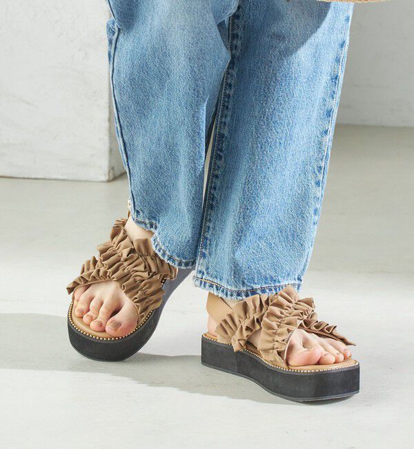 SHIPS for women「【WEB限定】クロス フリル プラット フォーム サンダル」|サンダル|