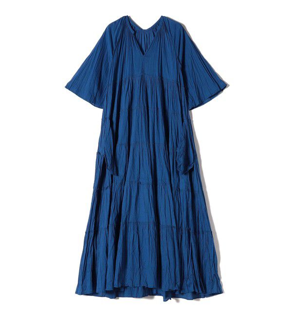 SHIPS for women「《一部追加予約》【WEB限定】〈手洗い可能〉Fanaka:クリンクル 袖 フレア ロング ワンピース」|ワンピース|