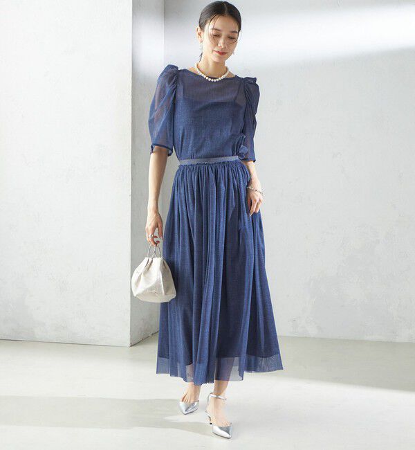 SHIPS for women「troisiemeCHACO:〈手洗い可能〉デニム プリント チュール スカート」|スカート|