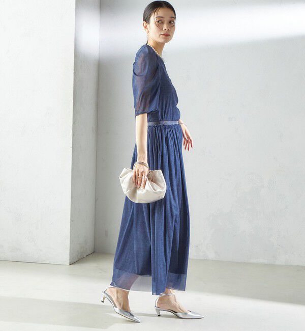 SHIPS for women「troisiemeCHACO:〈手洗い可能〉デニム プリント チュール スカート」|スカート|