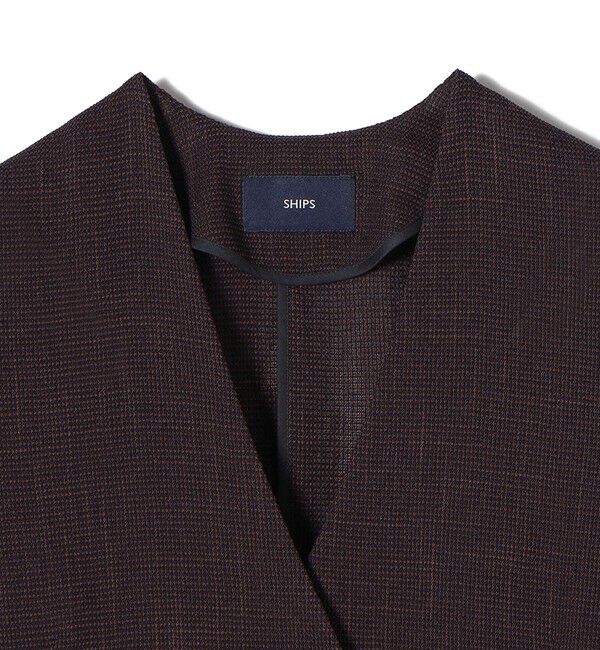 SHIPS for women「〈手洗い可能〉カラミ ノーラペル 半袖 ジャケット」|ノーカラージャケット|