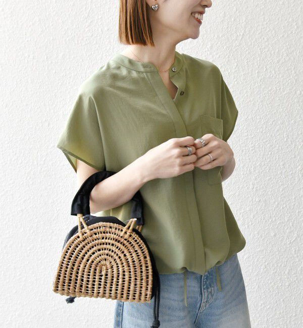 SHIPS any「SHIPS any:〈洗濯機可能〉グロッシー ドロスト バンドカラー フレンチ シャツ」|シャツ・ブラウス|