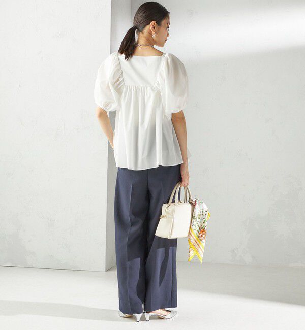 SHIPS for women「〈手洗い可能〉ストレッチ タフタ ウエスト ギャザー ブラウス」|シャツ・ブラウス|