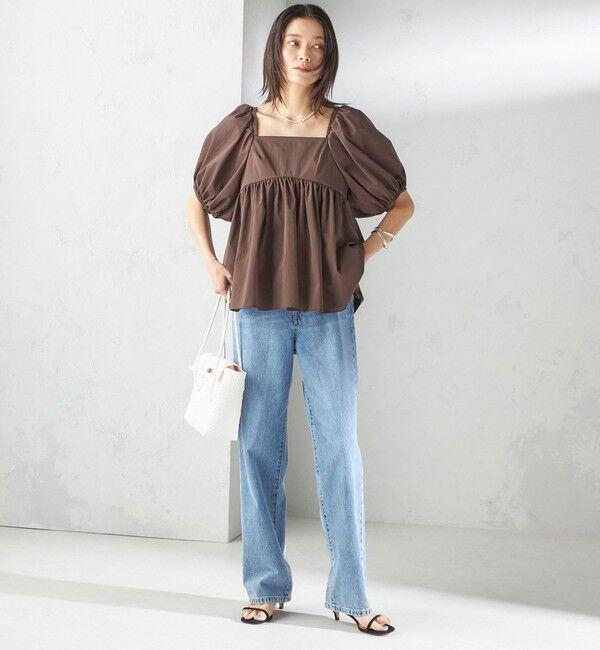 SHIPS for women「〈手洗い可能〉ストレッチ タフタ ウエスト ギャザー ブラウス」|シャツ・ブラウス|