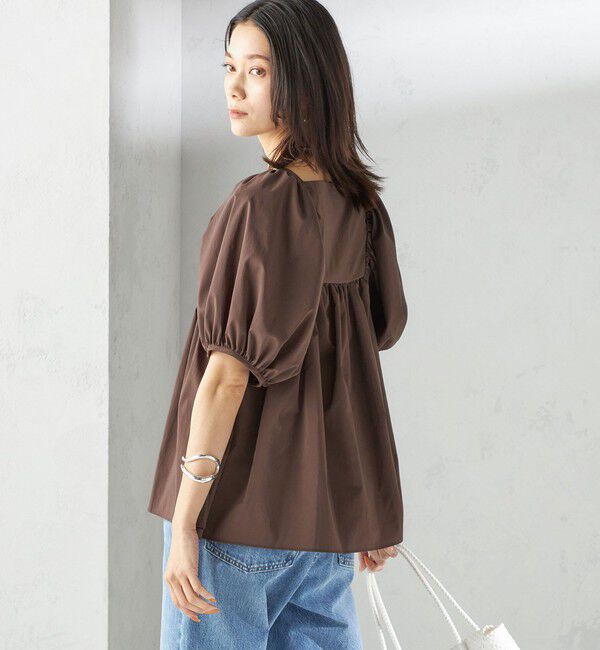 SHIPS for women「〈手洗い可能〉ストレッチ タフタ ウエスト ギャザー ブラウス」|シャツ・ブラウス|