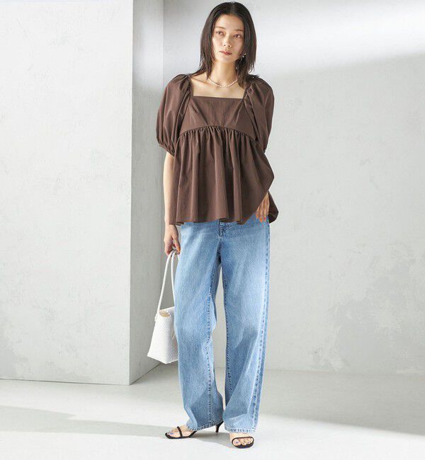 SHIPS for women「〈手洗い可能〉ストレッチ タフタ ウエスト ギャザー ブラウス」|シャツ・ブラウス|