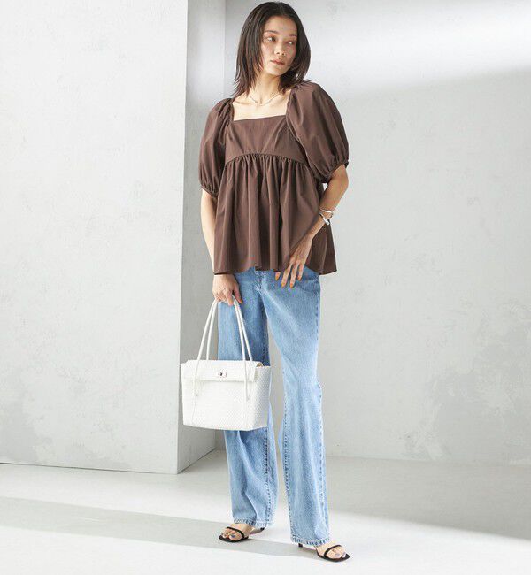 SHIPS for women「〈手洗い可能〉ストレッチ タフタ ウエスト ギャザー ブラウス」|シャツ・ブラウス|