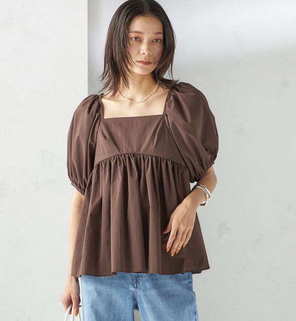 SHIPS for women「〈手洗い可能〉ストレッチ タフタ ウエスト ギャザー ブラウス」|シャツ・ブラウス|