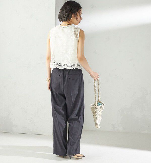 SHIPS for women「〈手洗い可能〉麻調 合繊 2タック ワイド パンツ 2」|その他|