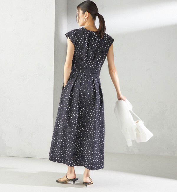 SHIPS for women「〈手洗い可能〉サッカー ストレッチ ドット 無地 フレンチ スリーブ ワンピース」|ワンピース|