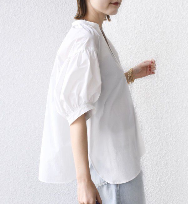 SHIPS for women「〈接触冷感 / 撥水加工〉TEX BRID(R)タフタ スキッパー 5分袖 ブラウス」|シャツ・ブラウス|