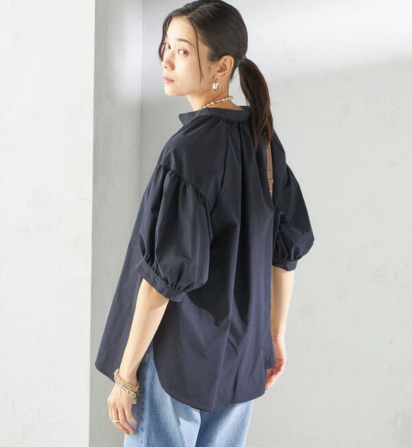 SHIPS for women「〈接触冷感 / 撥水加工〉TEX BRID(R)タフタ スキッパー 5分袖 ブラウス」|シャツ・ブラウス|