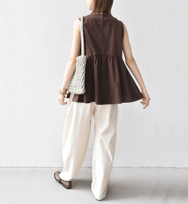 SHIPS for women「〈接触冷感 / 撥水加工〉TEX BRID(R)タフタ ギャザー ノースリーブ ブラウス」|シャツ・ブラウス|