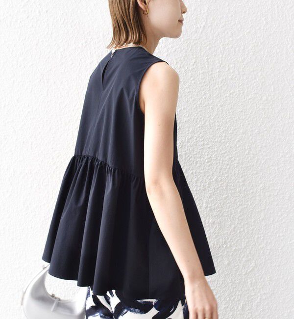 SHIPS for women「〈接触冷感 / 撥水加工〉TEX BRID(R)タフタ ギャザー ノースリーブ ブラウス」|シャツ・ブラウス|