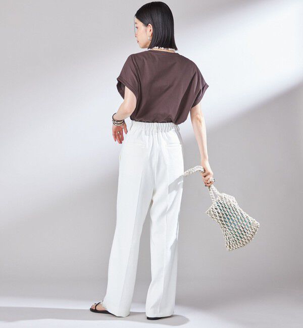 SHIPS for women「〈UVカット / 吸水速乾 / 手洗い可能〉合繊 タック センター プレス パンツ」|スラックス|