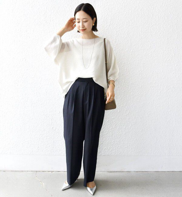 SHIPS for women「〈手洗い可能〉ペーパー パフ スリーブ 半袖 ニット」|ニット・セーター|