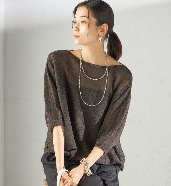 SHIPS for women「〈手洗い可能〉ペーパー パフ スリーブ 半袖 ニット」|ニット・セーター|