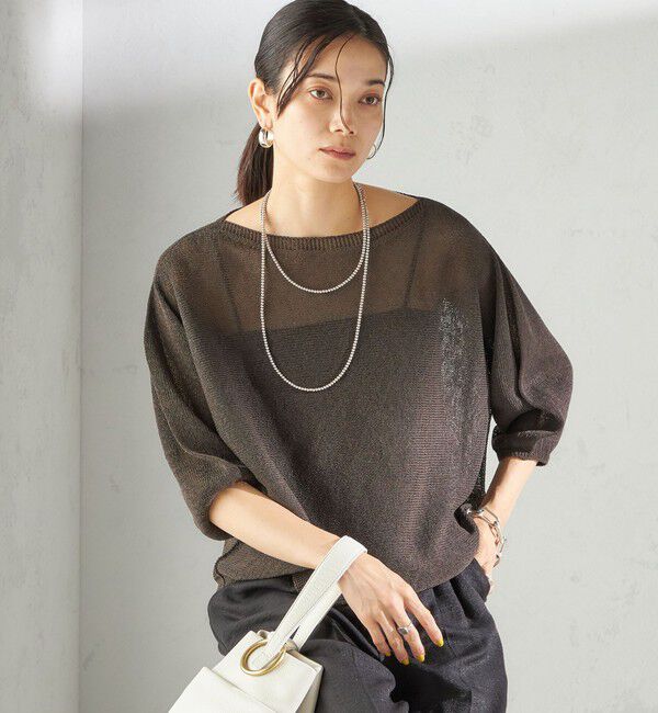 SHIPS for women「〈手洗い可能〉ペーパー パフ スリーブ 半袖 ニット」|ニット・セーター|