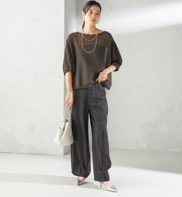 SHIPS for women「〈手洗い可能〉ペーパー パフ スリーブ 半袖 ニット」|ニット・セーター|