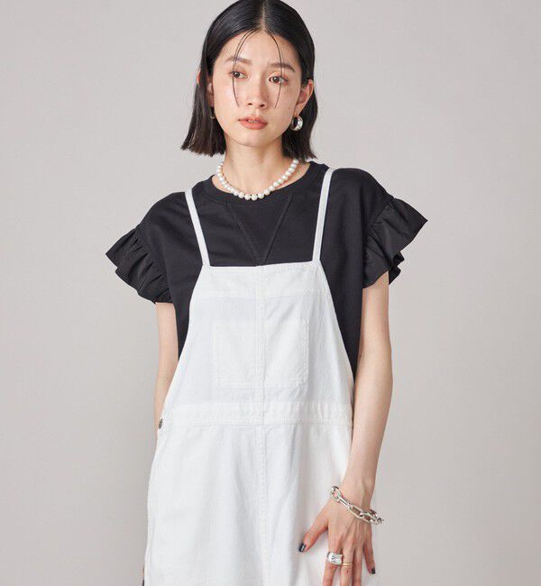 SHIPS for women「SHIPS NINE CASE:〈手洗い可能〉ミニ 裏毛 フリル カットソー」|Tシャツ・カットソー|ブラック