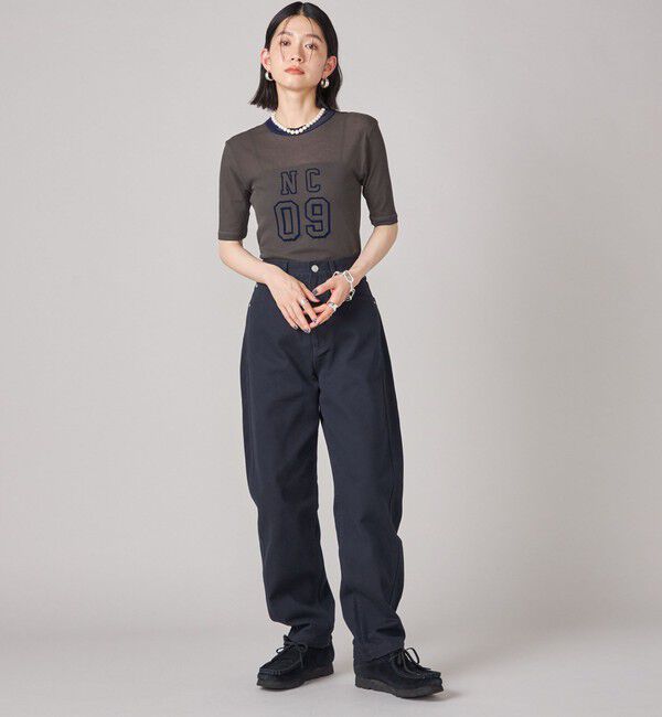 SHIPS for women「SHIPS NINE CASE:シアー ロゴ リンガー TEE」|Tシャツ・カットソー|