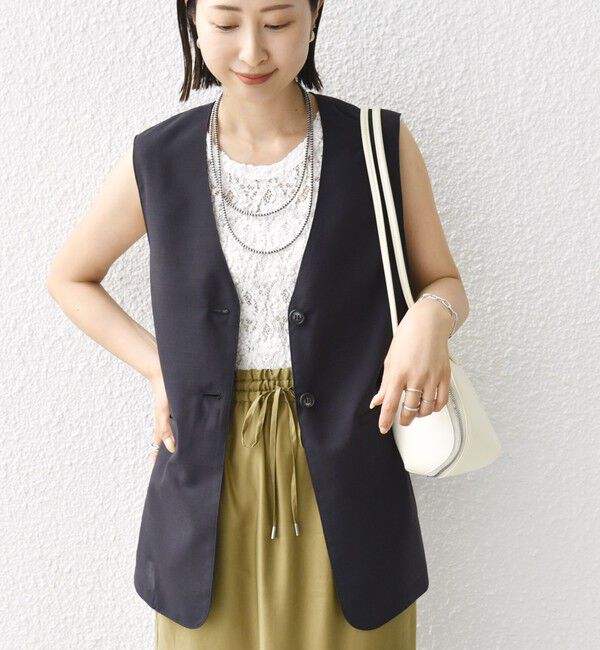 SHIPS for women「〈防シワ加工〉チノ ウール ボタン ジレ」|ベスト・ジレ|