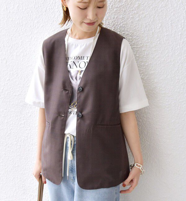SHIPS for women「〈防シワ加工〉チノ ウール ボタン ジレ」|ベスト・ジレ|