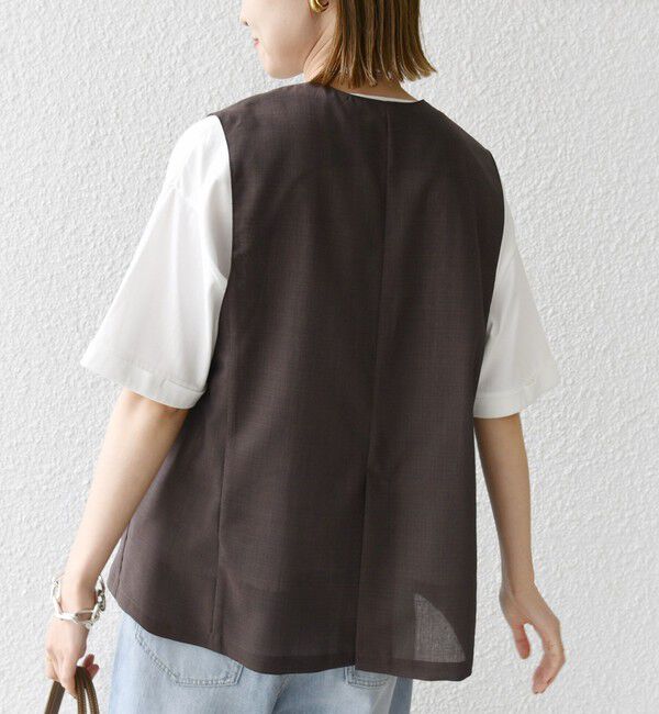 SHIPS for women「〈防シワ加工〉チノ ウール ボタン ジレ」|ベスト・ジレ|