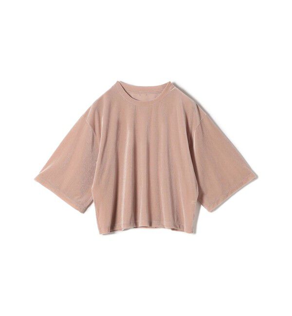 SHIPS for women「〈手洗い可能〉シアー トリコット ポリエステル ベロア 五分袖 ワイド TEE」|Tシャツ・カットソー|