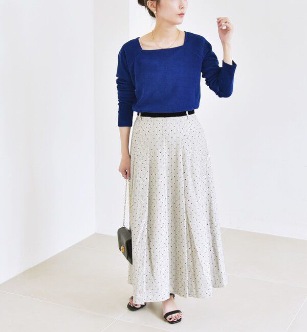 quaranciel「quaranciel:〈洗濯機可能〉フロッキー ドット ストライプ フレア スカート」|フレア|