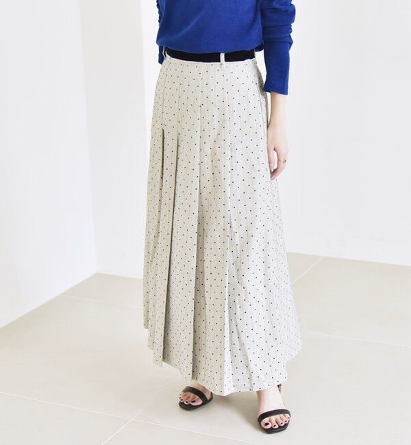 quaranciel「quaranciel:〈洗濯機可能〉フロッキー ドット ストライプ フレア スカート」|フレア|