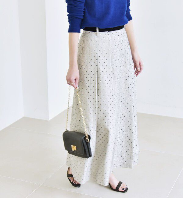 quaranciel「quaranciel:〈洗濯機可能〉フロッキー ドット ストライプ フレア スカート」|フレア|