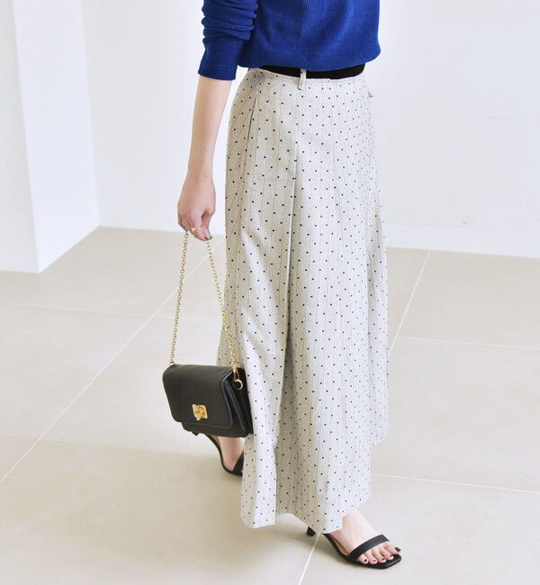 quaranciel「quaranciel:〈洗濯機可能〉フロッキー ドット ストライプ フレア スカート」|フレア|