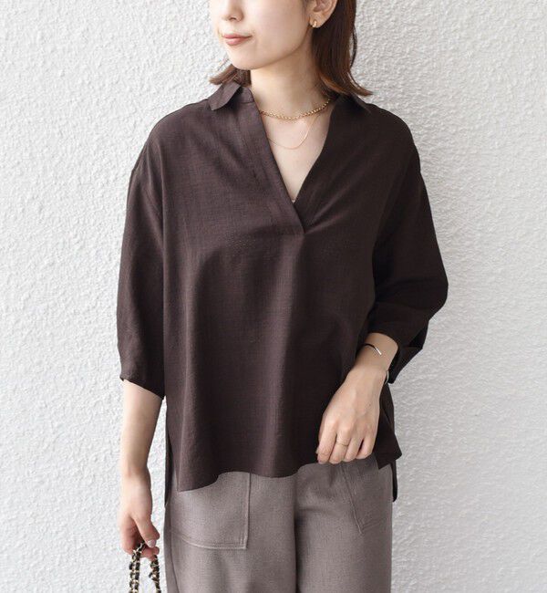 SHIPS Colors 「SHIPS Colors:〈手洗い可能〉パンチング スキッパー シャツ」|シャツ・ブラウス|