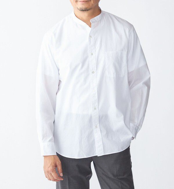 SHIPS「SHIPS: 140S ブロード バンドカラー シャツ」|シャツ・ブラウス|ホワイト