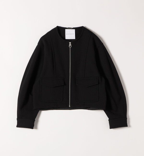 quaranciel「quaranciel:〈洗濯機可能〉ダンボール 裏起毛 ノーカラー コクーン ショート ブルゾン」|ブルゾン・スタジャン|