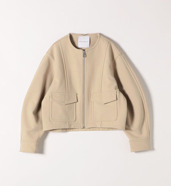 quaranciel「quaranciel:〈洗濯機可能〉ダンボール 裏起毛 ノーカラー コクーン ショート ブルゾン」|ブルゾン・スタジャン|