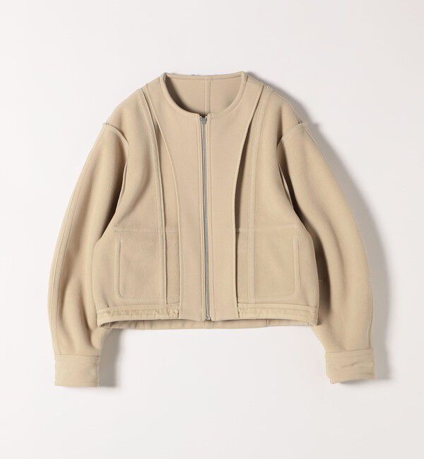 quaranciel「quaranciel:〈洗濯機可能〉ダンボール 裏起毛 ノーカラー コクーン ショート ブルゾン」|ブルゾン・スタジャン|