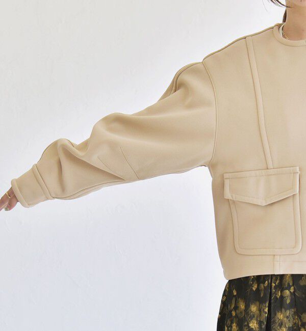 quaranciel「quaranciel:〈洗濯機可能〉ダンボール 裏起毛 ノーカラー コクーン ショート ブルゾン」|ブルゾン・スタジャン|