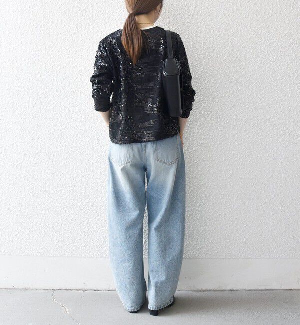 SHIPS any「SHIPS any: スパンコール ジャカード バイカラー クルーネック シャツ カーディガン」|シャツ・ブラウス|