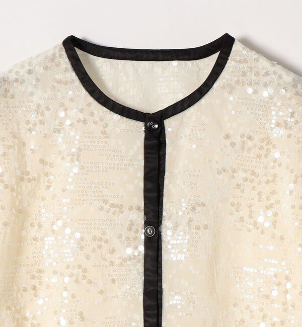 SHIPS any「SHIPS any: スパンコール ジャカード バイカラー クルーネック シャツ カーディガン」|シャツ・ブラウス|