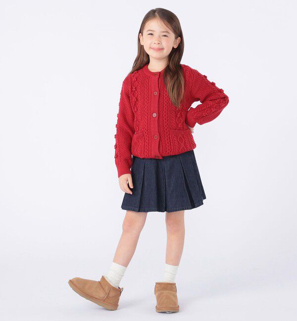 SHIPS KIDS「SHIPS KIDS:100～130cm /〈洗濯機可能〉ケーブル ニット ポンポン カーディガン」|カーディガン|