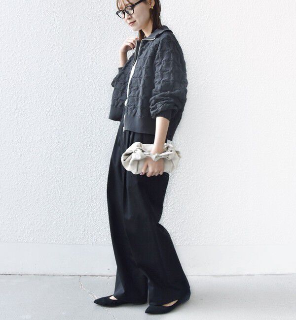 SHIPS for women「【WEB限定】〈手洗い可能〉フラワー ジャカード ジップ カーディガン」|カーディガン|