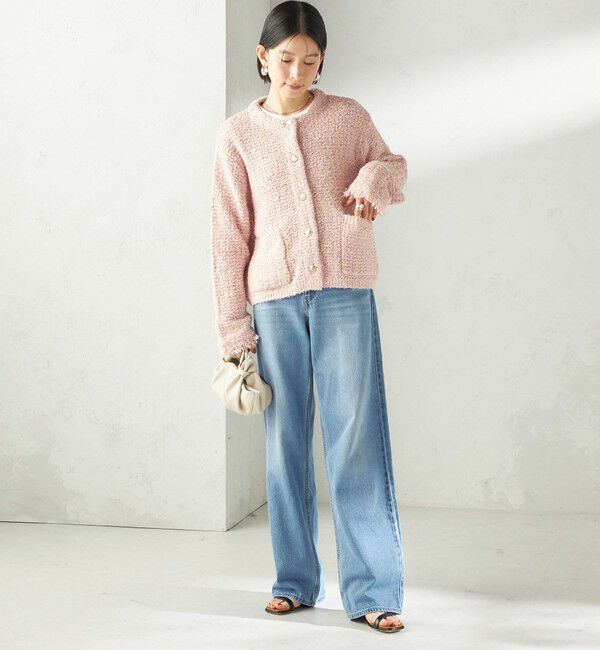 SHIPS for women「〈手洗い可能〉ミックスカラー ニット ジャケット」|ノーカラージャケット|